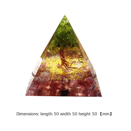 Triangular crystal with embedded lizard on a white background