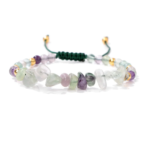 Multicolored beaded bracelet on a white background