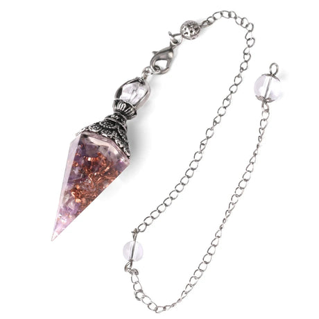 Crystal pendant necklace with chain on a white background