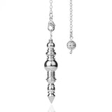 Silver necklace with a unique pendant on a white background