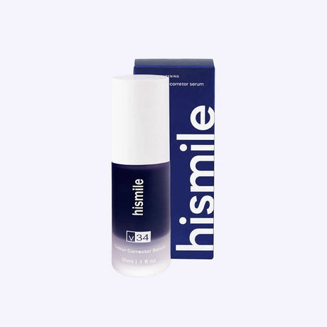 hismile skincare serum bottle and packaging on a white background