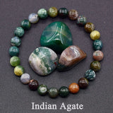Beaded bracelet with Indian Agate stones on a dark background