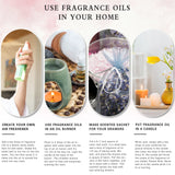 Infographic on using fragrance oils in various home settings with images and text.