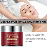 Woman receiving facial treatment with a jar of Youngcome Retinol face cream.