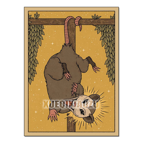 Illustration of a flying squirrel hanging from a branch on a yellow background with 'XUE' branding.