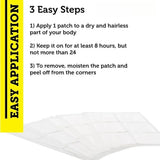 White adhesive patch with application instructions on a white background
