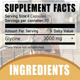 Supplement facts label with glycine content on a blurred background