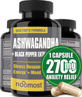 Bottle of Doctor's Formula Ashwagandha supplement with capsules on a white background