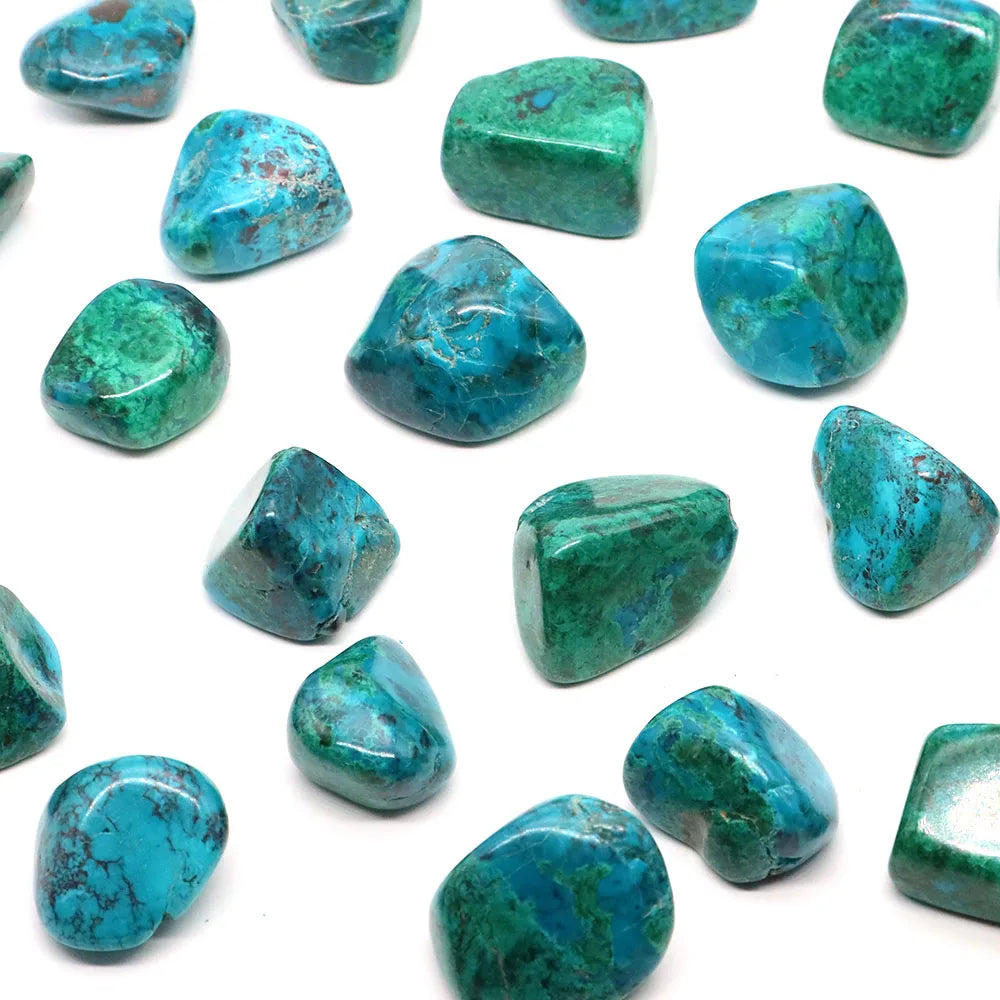Turquoise stones on a white background