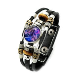 Multistrand leather bracelet with decorative beads on a white background