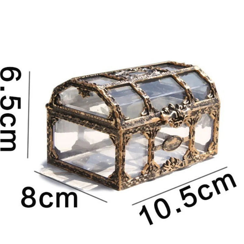 Decorative jewelry box with measurements on a white background