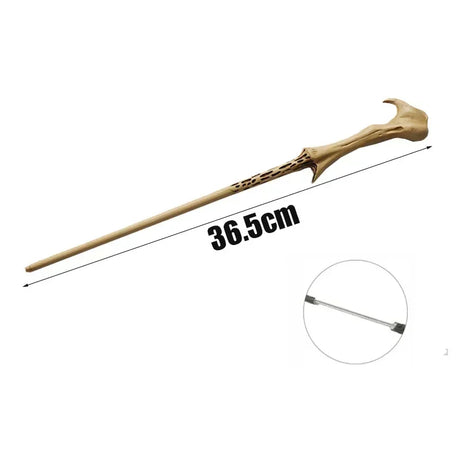 Wooden cane with measurement details on a white background
