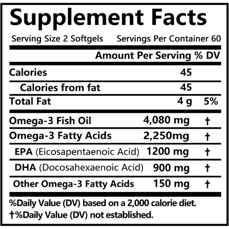 Supplement facts label for a product with omega-3 fatty acids