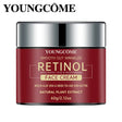Red face cream jar with silver lid labeled 'YOUNGÜmé' on a white background
