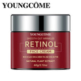 Red face cream jar with silver lid labeled 'YOUNGÜmé' on a white background
