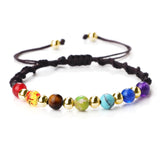 Multicolored beaded bracelet on a white background