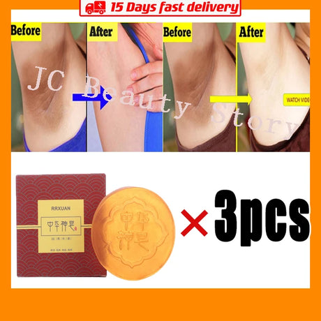 Soap with packaging and promotional text on an orange background