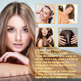 Woman with long blonde hair and usage method instructions for a hair care product.