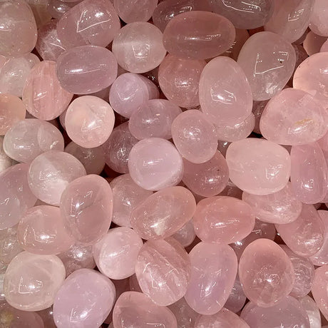 Close-up of pink rose quartz stones