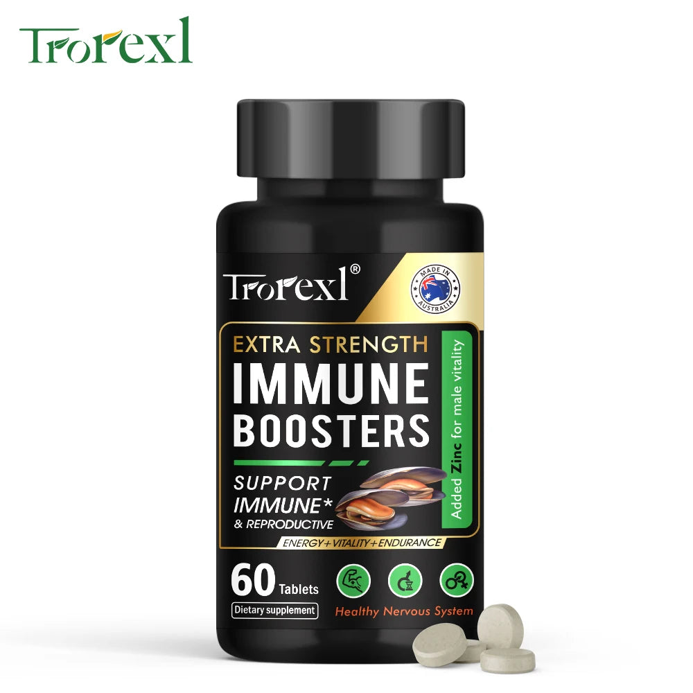 Troexl Extra Strength Immune Boosters supplement bottle on a white background