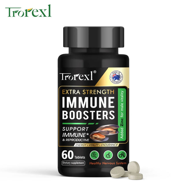 Troexl Extra Strength Immune Boosters supplement bottle on a white background