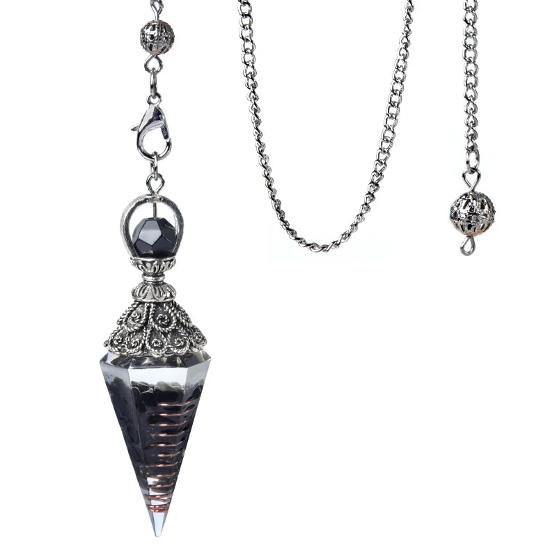 Decorative pendant with chain on a white background