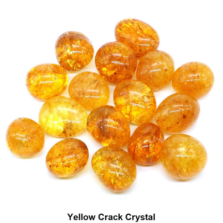 Yellow crack crystal stones on a white background