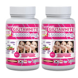 Two bottles of Glutawhite supplement with pink labels on a white background