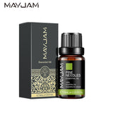 MayJam Pine Needles essential oil bottle and packaging on a white background