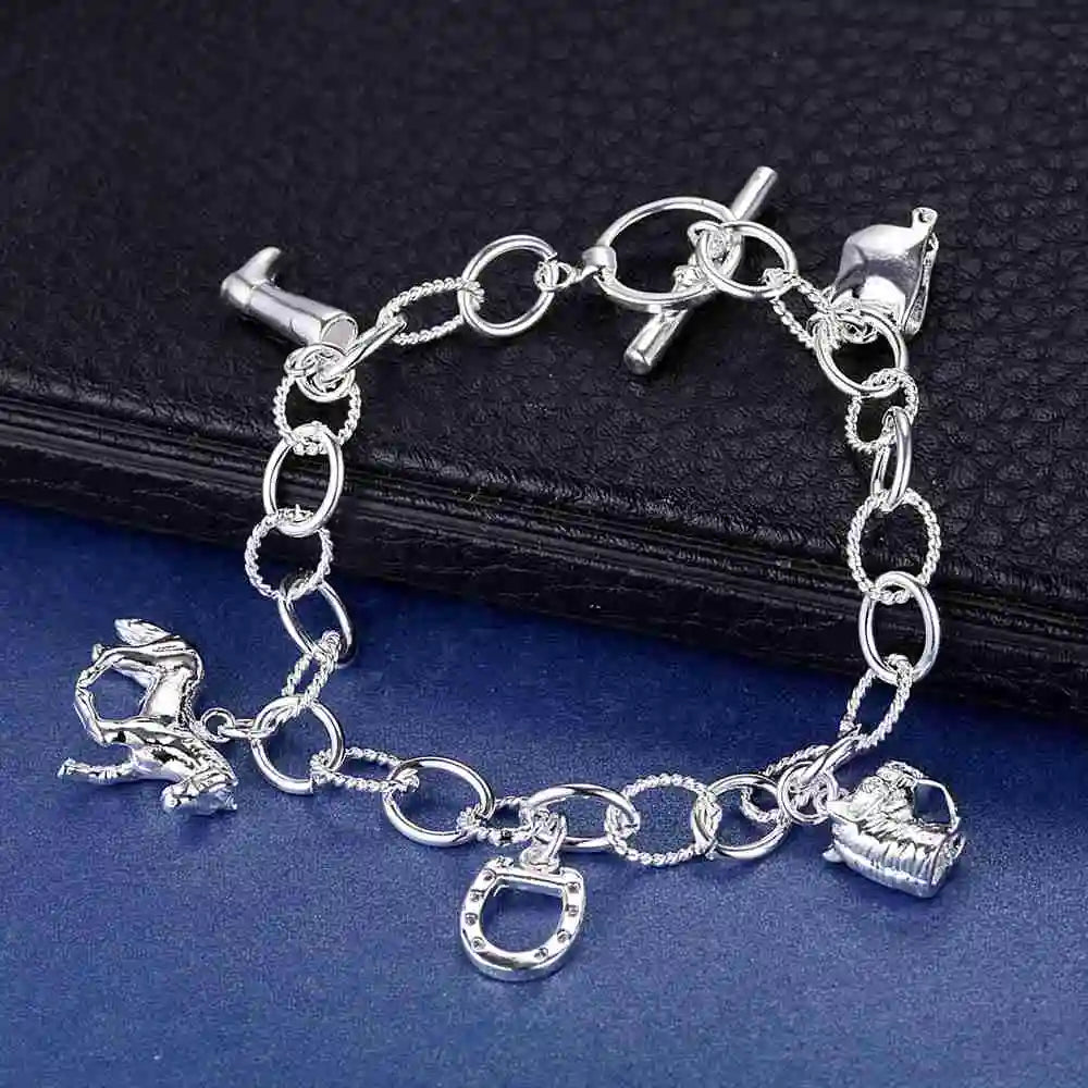 925 Sterling Silver Heart Chain Bracelet