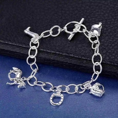 Pulsera de cadena con forma de corazón de plata de ley 925