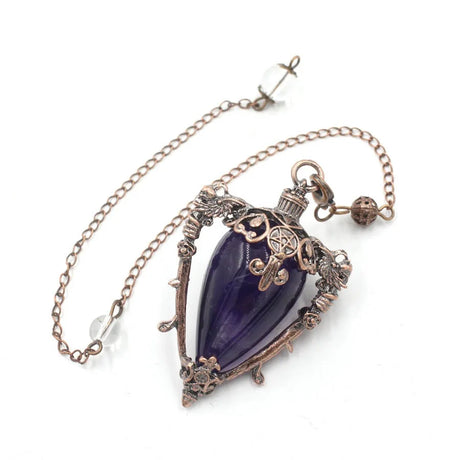 Necklace with a purple pendant on a white background