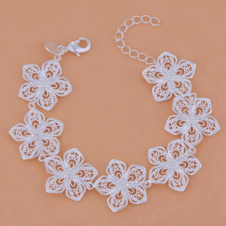 Pulsera de cadena con forma de corazón de plata de ley 925