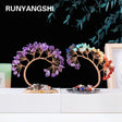 Decorative arches with colorful stones on a white surface, featuring the brand 'RUNYANGSHI'.