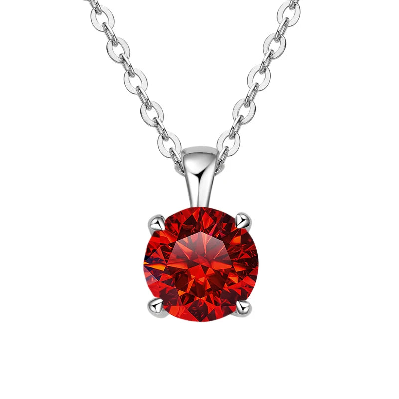 Red gemstone necklace on a white background
