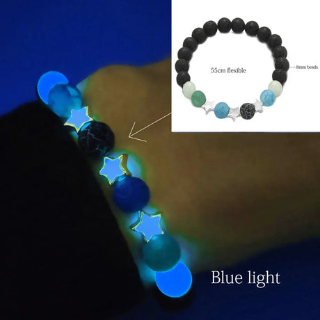 Glowing bracelet with blue light on a dark background