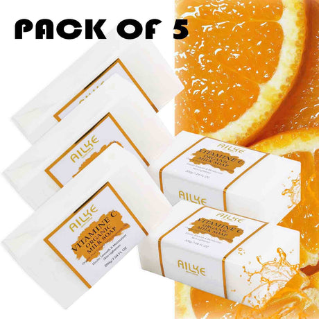 Pack of 5 Ailke Vitamin C Soap with orange slices in the background