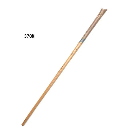 Wooden stick with measurement label on a white background