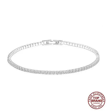 Silver bracelet with diamond accents on a white background, featuring a 'Top Brand' stamp.
