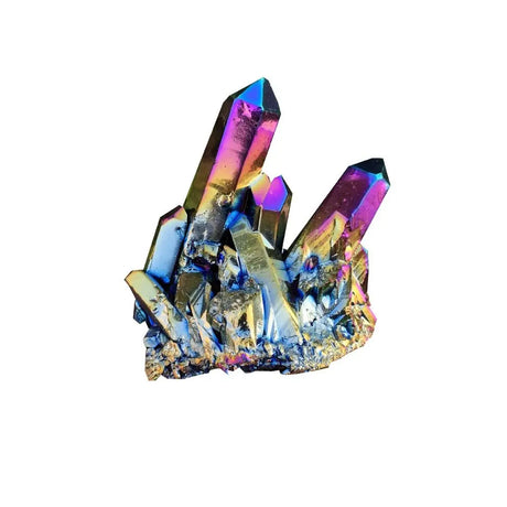 Multicolored crystal cluster on a white background