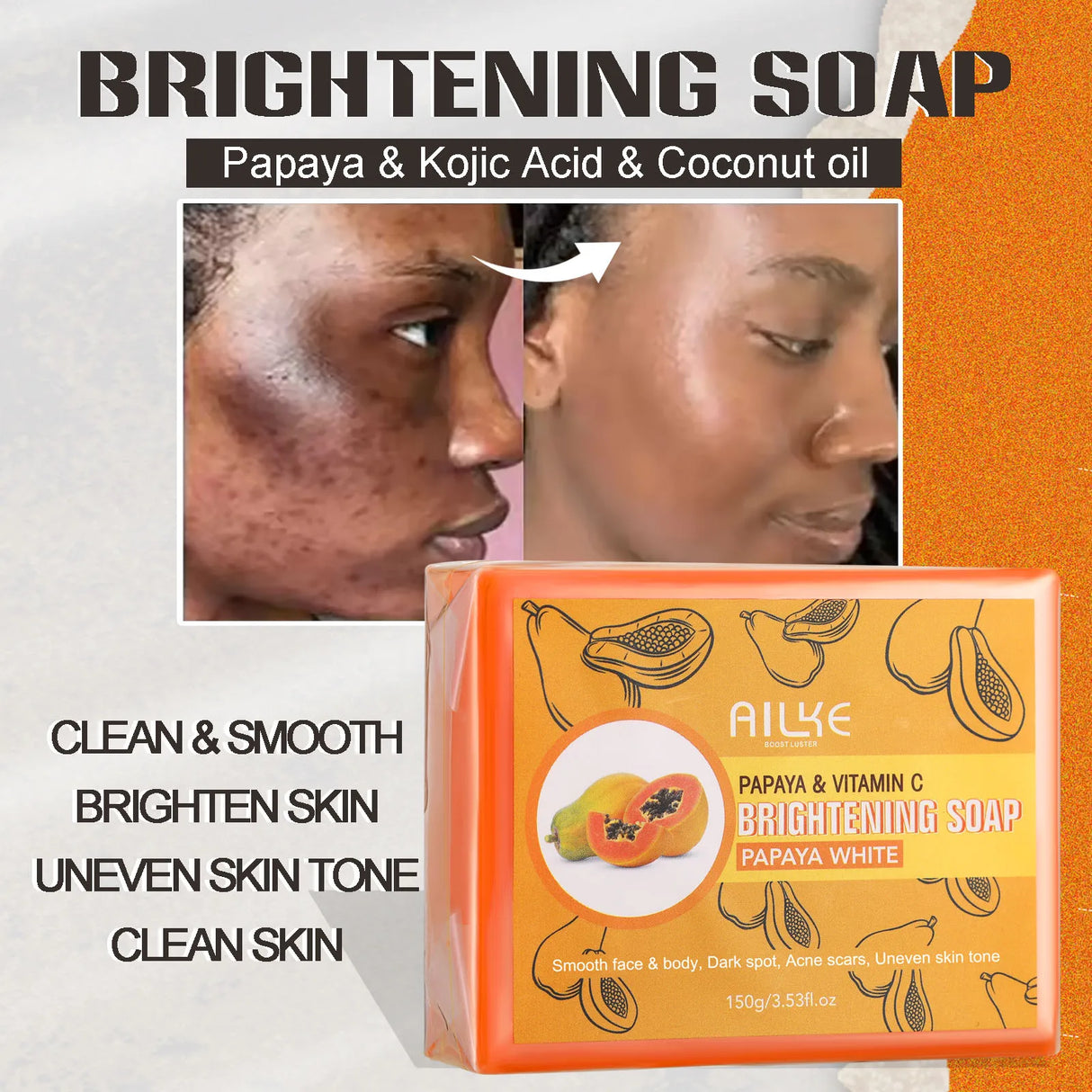 AILKE  Handmade Organic Papaya Whitening Soap