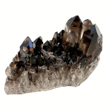 Smoky crystal cluster on a white background