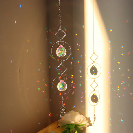 Crystal wind chime with rainbow