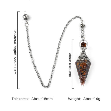 Necklace with a pendant on a white background, showing measurements.