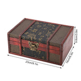 Vintage-style jewelry box with dimensions on a white background