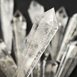 Close-up of crystal points with a blurred background