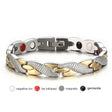 Bracelet with gold and silver design on a white background