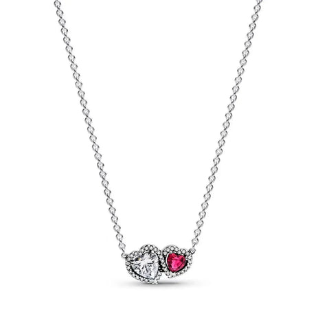 Necklace with heart-shaped pendants on a white background
