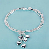 925 Sterling Silver Heart Chain Bracelet