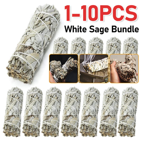 White sage bundles with packaging instructions on a white background